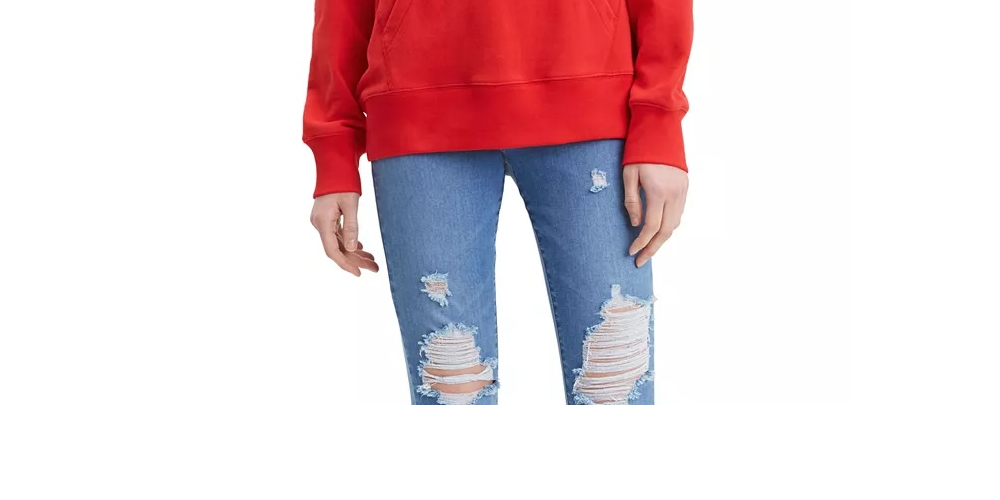 Moletom com capuz esportivo gráfico feminino Levi's vermelho tamanho pequeno