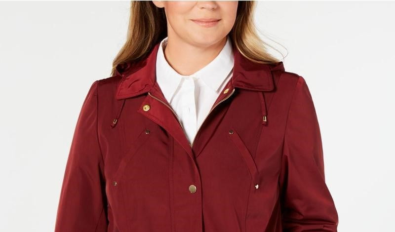 Jaqueta utilitária feminina resistente à água Charter Club, tamanho 3X, vinho
