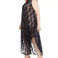 Vestido feminino plus size com sobreposição de renda Love Squared, azul escuro, tamanho 2X