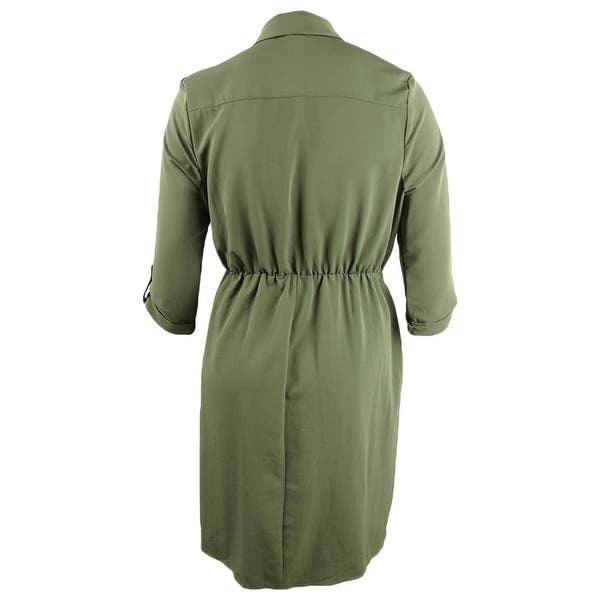 Vestido-camisa feminino plus size da Love Squared, estampado em cascata, verde, tamanho 1X