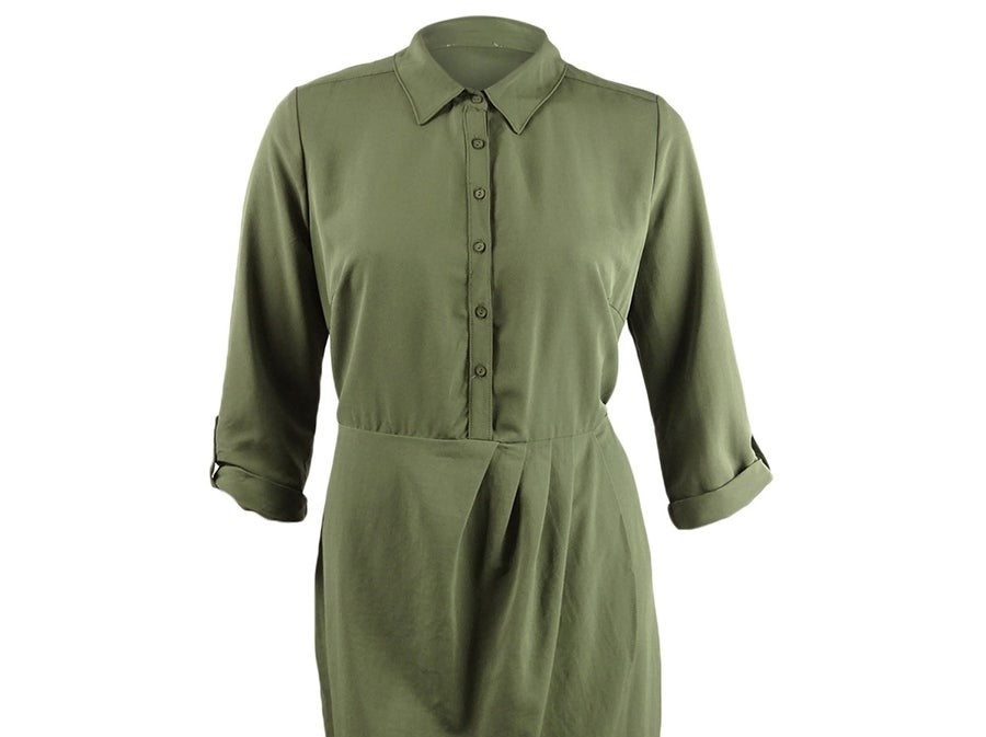 Vestido-camisa feminino plus size da Love Squared, estampado em cascata, verde, tamanho 1X