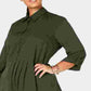 Vestido feminino Love Squared verde com manga 3/4 e decote acima do joelho, para usar no trabalho, tamanho 3X