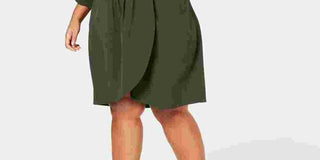 Vestido feminino Love Squared verde com manga 3/4 e decote acima do joelho, para usar no trabalho, tamanho 3X