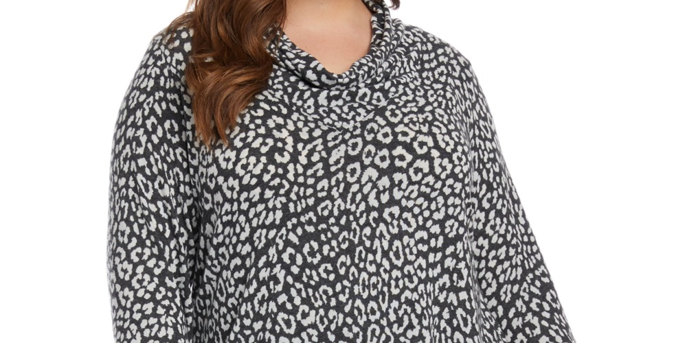 Karen Kane Blusa de malha com gola alta feminina cinza tamanho 2X