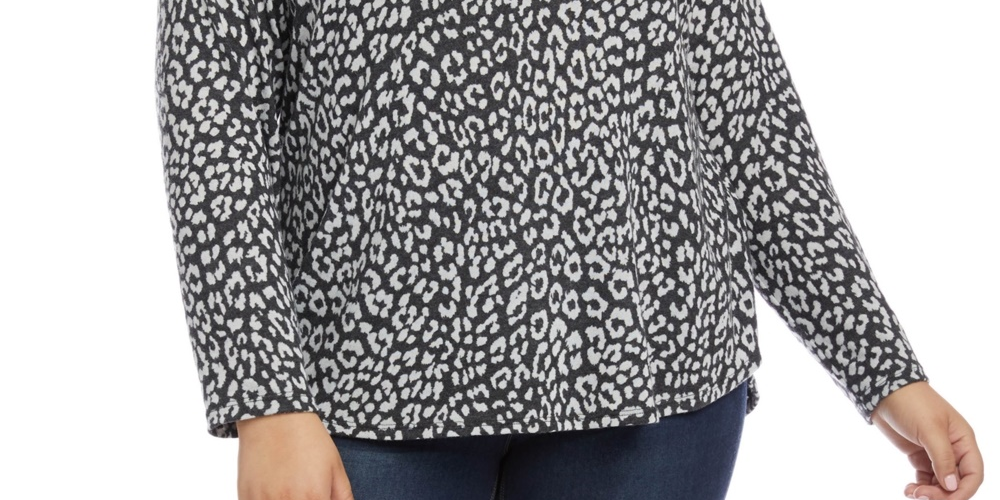 Karen Kane Blusa de malha com gola alta feminina cinza tamanho 2X