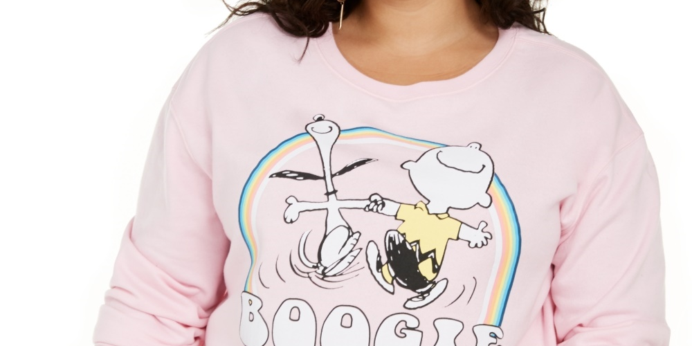 Moletom com estampa gráfica do Snoopy Boogie da Love Tribe para mulheres, tamanho 2X