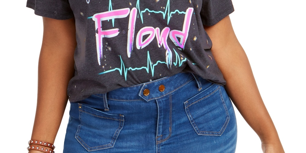 Camiseta feminina Love Tribe Trendy Pink Floyd preta tamanho 3X