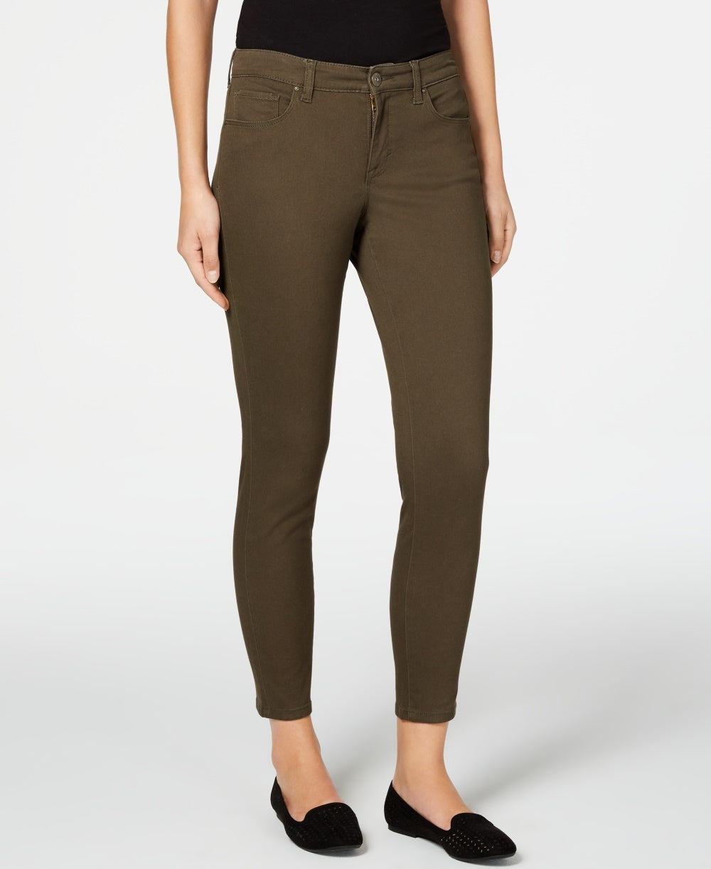 Calça jeans skinny com controle de barriga e ajuste curvilíneo feminino Style &amp; Co, verde, tamanho 4, pequena