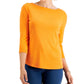 Charter Club Blusa feminina com decote canoa e botões, amarela, tamanho XX-G