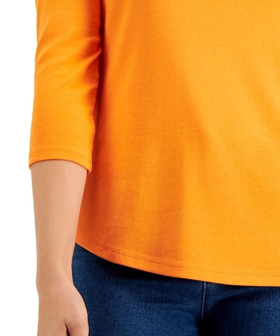 Charter Club Blusa feminina com decote canoa e botões, amarela, tamanho XX-G