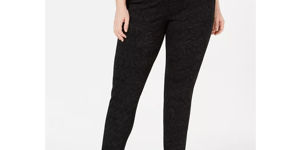 Leggings femininas plus size com estampa tonal e costura frontal, estilo &amp; co, carvão, tamanho 24W