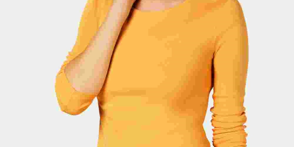 Camiseta feminina de manga comprida Charter Club Pima Cotton, dourada, tamanho X-G