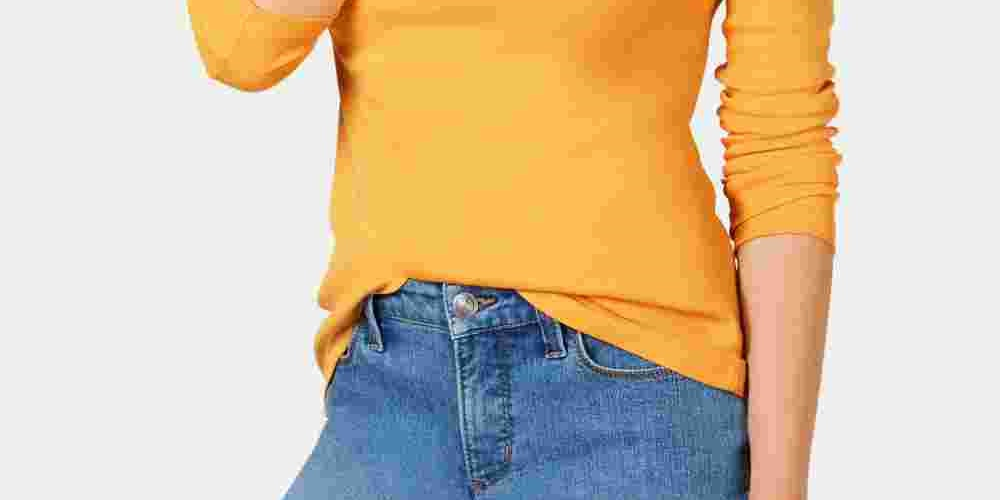 Camiseta feminina de manga comprida Charter Club Pima Cotton, dourada, tamanho X-G