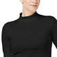 Camiseta feminina Charter Club de algodão com gola alta, preta, tamanho médio