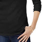 Camiseta feminina Charter Club de algodão com gola alta, preta, tamanho médio
