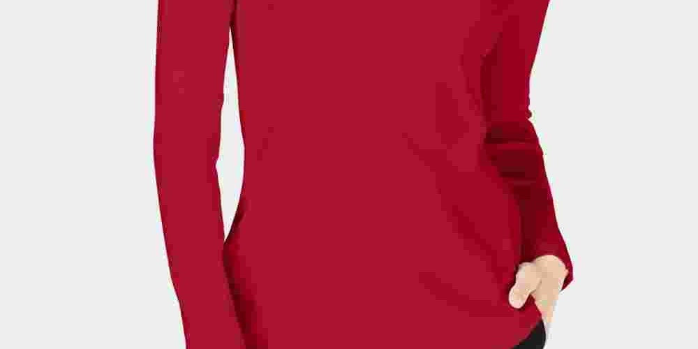 Camiseta feminina Charter Club de algodão com gola falsa, vermelha, tamanho XX-G