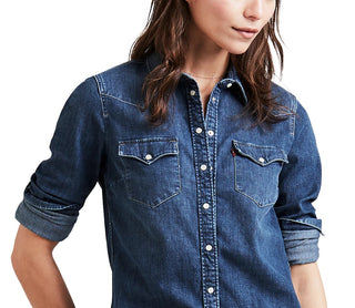 Camisa Levi's Ultimate Western Lotta Love Feminina Azul Tamanho Médio