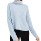 Suéter feminino Sun + Moon com gola alta, tamanho grande, azul