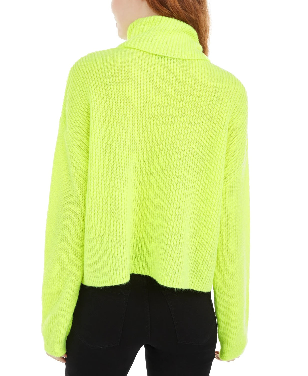 Suéter feminino Sun &amp; Moon, curto, com gola alta, amarelo, tamanho pequeno