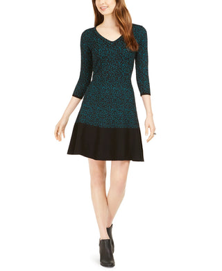 Vestido suéter feminino Taylor com estampa animal, verde, tamanho grande