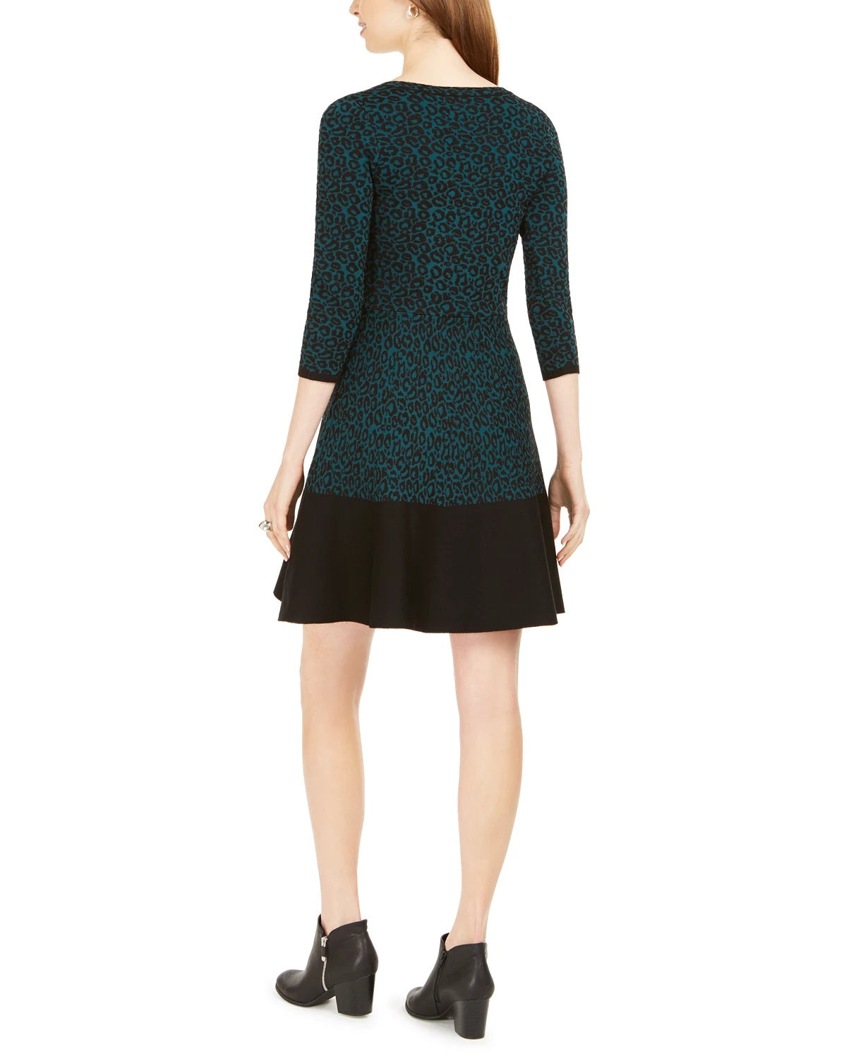 Vestido suéter feminino Taylor com estampa animal, verde, tamanho grande