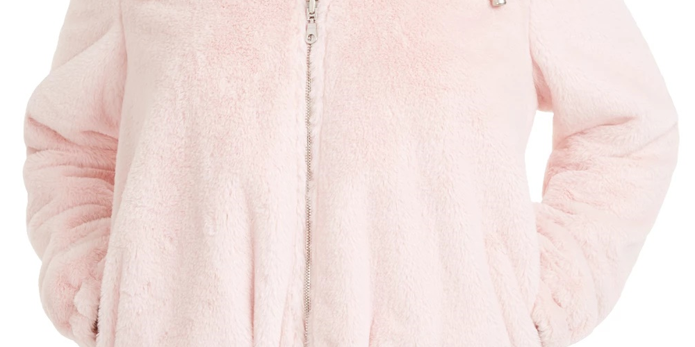 Casaco curto reversível com capuz e pele sintética Maralyn &amp; Me Juniors, rosa, tamanho extragrande