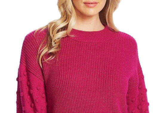 Suéter feminino Cece com manga bufante e canelado, rosa, tamanho extragrande