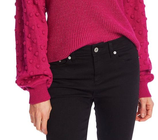 Suéter feminino Cece com manga bufante e canelado, rosa, tamanho extragrande