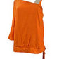 Blusa feminina Thalia Sodi de gaze com um ombro só e bainha amarrada, tamanho médio, laranja
