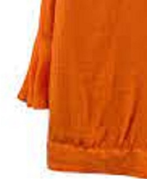 Blusa feminina Thalia Sodi de gaze com um ombro só e bainha amarrada, tamanho médio, laranja