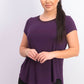 Camiseta Alfani Feminina Plus Size Cetim com Acabamento Alto e Baixo Roxo Tamanho 1X