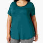 Camiseta feminina Alfani com acabamento em cetim, comprimento alto e baixo, verde, tamanho 3X