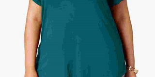 Camiseta feminina Alfani com acabamento em cetim, comprimento alto e baixo, verde, tamanho 3X