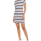 Vestido camiseta listrado com gola redonda feminino French Connection, azul, tamanho 10