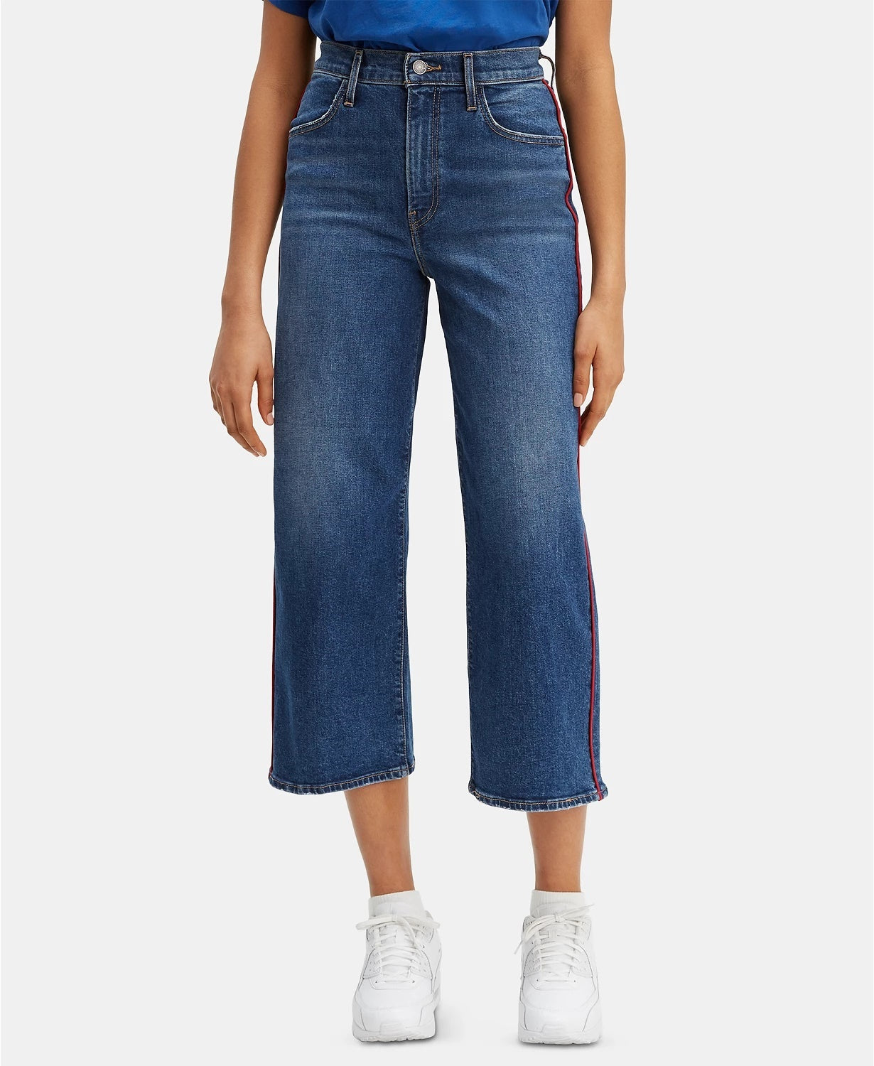 Calça jeans Levi's Mile High Cropped Wide Leg Feminina Azul Marinho Tamanho 50X41