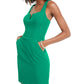 Vestido de coquetel feminino sem mangas, decote redondo acima do joelho, verde, tamanho 1, City Studios