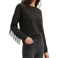 Moletom feminino Levi's com gola redonda e franjas, preto, tamanho extragrande