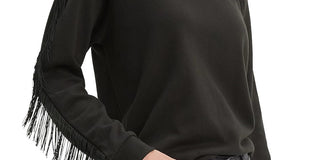 Levi's Women's Fringed Crewneck Sweatshirt Black Size X-Large