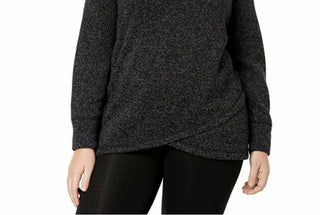 Suéter feminino Ideology Plus Size com gola alta, preto, tamanho 1X