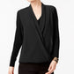 Blusa feminina Alfani Surplice preta tamanho pequeno pequeno