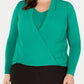 Blusa Alfani Feminina Surplice Verde Tamanho 4X