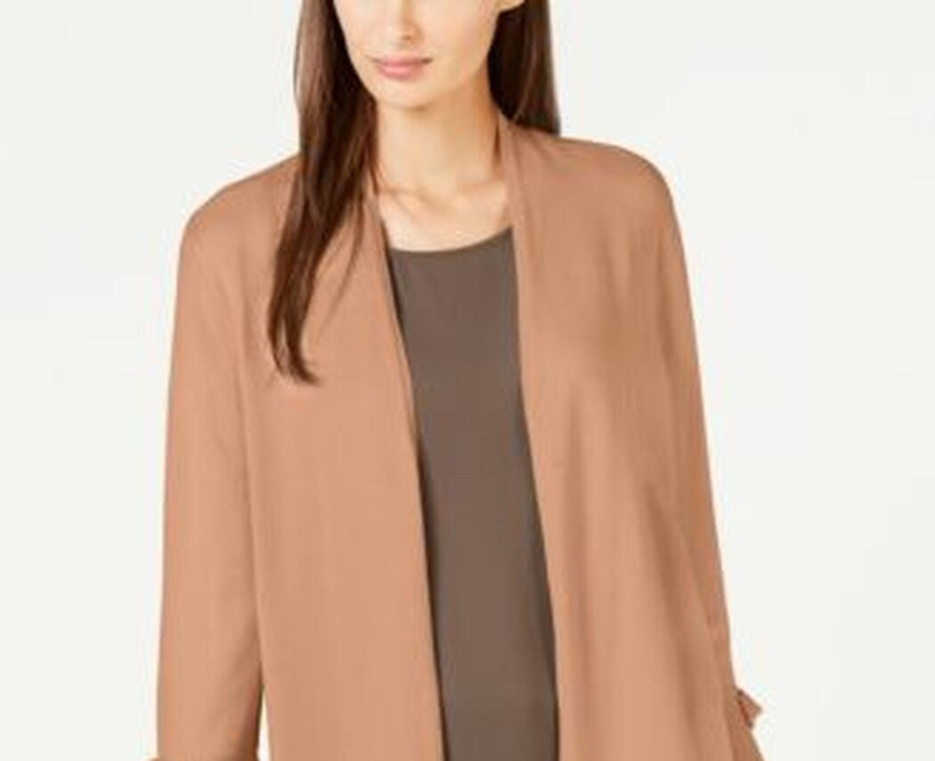Cardigan Alfani Feminino Manga Amarrada Taupe Tamanho P