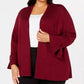 Cardigan feminino Alfani Plus com manga amarrada, vermelho, tamanho 3X