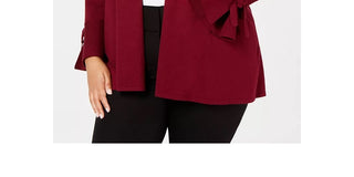 Cardigan feminino Alfani Plus com manga amarrada, vermelho, tamanho 3X