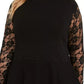 Suéter peplum de renda feminino INC International Concepts, preto, tamanho 3X