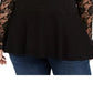 Suéter peplum de renda feminino INC International Concepts, preto, tamanho 3X