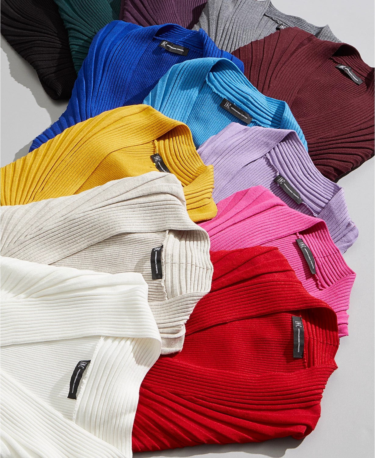 Suéter feminino canelado com sobrepeliz INC International Concepts, branco, tamanho XXG