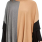 Alfani Suéter Poncho Feminino Gola Alta Colorblock Azul Tamanho P