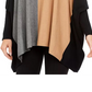 Alfani Suéter Poncho Feminino Gola Alta Colorblock Azul Tamanho P