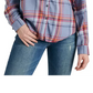 Camisa xadrez feminina Lucky Brand laranja tamanho pequeno